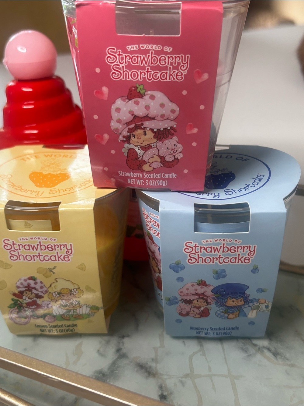 Strawberry Shortcake Pink Bath & Body Set Candle Bubble Bath Gift Set - Picture 3 of 9